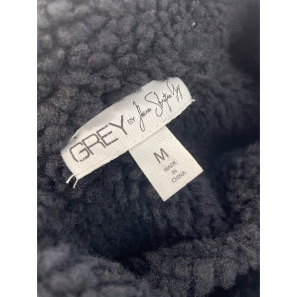 GREY Jhoan Sebastian Grey 2 in 1 Shearling Faux Leather Jacket Size Medium Black - Picture 3 of 7